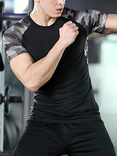 Doomiva Men's Sports Sports T-shirt Muscle Bodybuilding Compressão Camisões de manga curta Treina