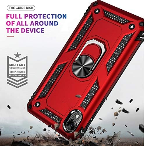 Caixa de telefone Starshop Moto E6, caixa da Motorola Moto E6, incluiu [protetor de tela de vidro temperado], anel de metal à prova de choque de grau militar de choque de choque de choques de proteção à prova de choque
