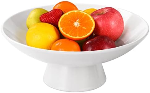 Tigela de frutas akicte, 10 polegadas de frutas grandes para balcão de cozinha, pedestal em cerâmica