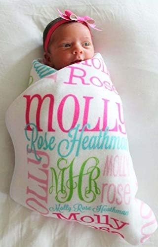 Cobertor personalizado de bebê com nome. Cobertor super macio para menino e menina, repetindo o nome de lã personalizada. Costume com o nome do bebê para o berçário do quarto do bebê recém -nascido batizado ou batismo