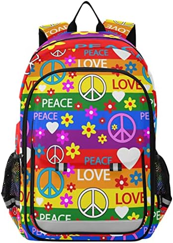 Símbolos de Paz de Rainbow Símbolos de Flores Backpack Escola Mochila leve Laptop Mochila Mochila