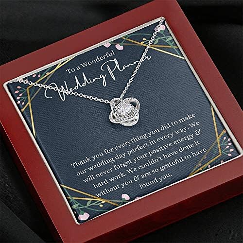 Jóias de cartão de mensagem, colar artesanal- Presente personalizado Love Knot, Planejador de casamento