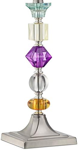 360 iluminação Bijoux moderno chique chique lâmpadas de mesa boêmia 25,5 Conjunto alto de 2 níquel escovado multi colorido empilhado acrílico gem