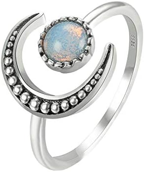 2023 Novo anel Lua de zircão ajustável no engajamento de anel de prata Mulheres anel vintage de noiva anéis de flor anel de resina de flores