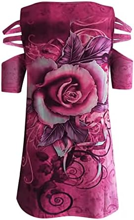 Blouses de verão para mulheres 2023 Trendy Floral ombro frio ombro curto Zip V pescoço de túnica fluida Camisa