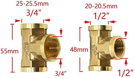Brass 1/4 “1/2 3/4 1 polegada de feminino feminino conector de feminino cotovelo tee de água cruzada