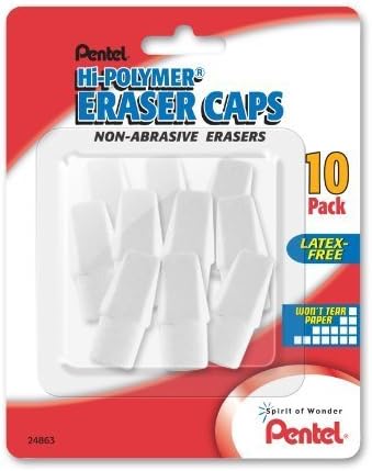 3 x Pentel Hi-Polymer Eraser Caps Malas não abrasivas, pacote de 10