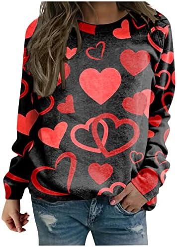 Feliz Dia dos Namorados Camisas do pescoço redondo moletons de manga longa amam camisetas gráficas de coração camisetas de casal
