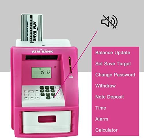KDSBNK ATM Savings Piggy Bank por dinheiro real com cartão de débito Senha digital, reconhecimento de moedas,