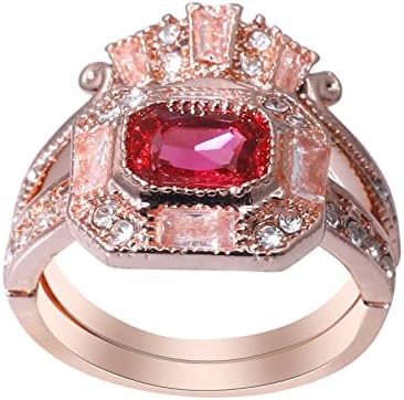 2023 Nova jóias de moda brilhante de zircão jóias redondas de anel redondo Pedra vermelha para mulheres