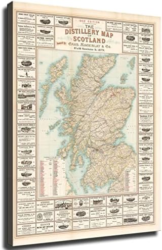 Mapas de uísque da Escócia Vintage Scotch Print Poster Canvas Prinha Arte da parede Modern Classroom Cozinha quarto Sala da estética Decoração meninos Mulheres presentes sem moldura e enquadrada