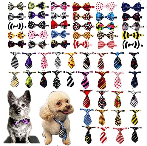 JPGDN 60pcs O conjunto de gravata de animais de estimação inclui gravatas de cães ajustáveis ​​de 30pcs e 30pcs