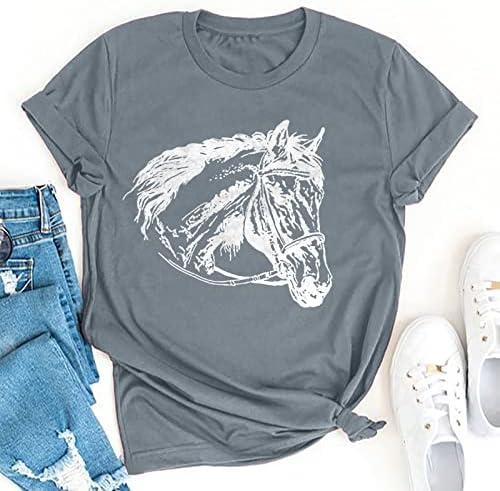 Tampas de folga das camisas femininas - verão para homem e mulher t -shirt horse estampa de manga curta blusa