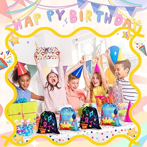 Sweetude 18 PCS Birthday Gift Birthday Party Party Treattring Canvas Backpack Bolsa de feliz aniversário