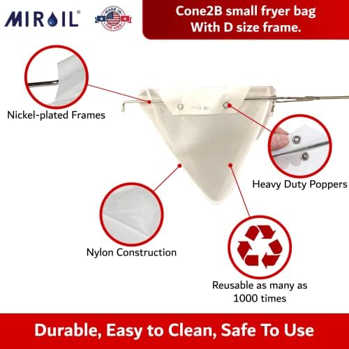 MIROIL CONE2B Bolsa de filtro de fritadeira e moldura de tamanho, Miroil ez Fluxo Saco de Filtro e Conjunto