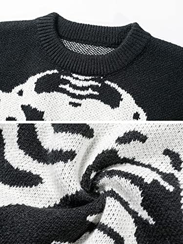 Aelfric Eden Graphic Heart Impred Knit suéter de manga longa Crewneck de enxerto de tamanho largo de tampo de pullover de ajuste solto