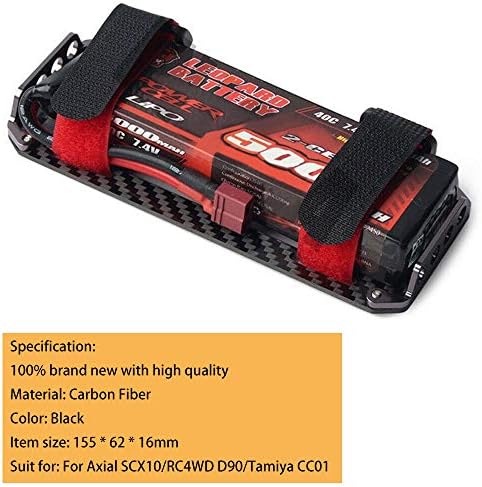 Bandeja de placa de montagem de bateria de fibra de carbono acxico 1pcs com gravata fixa para 1/10 RC Crawler Car SCX10 CC01