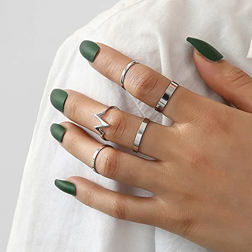 Larancie Silve Ring Knuckle Rings Definir anel de nó de junta Anéis de dedos múltiplos dedo