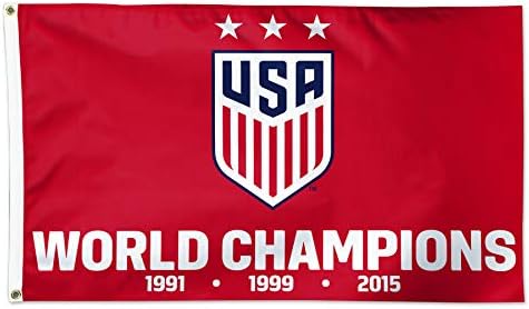Equipe de futebol feminino dos EUA | USWNT | Campeões! | Bandeira licenciada | 5 x 3 pés