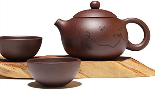 Syksol Guangming - Conjunto de chá de viagens portátil Kung Fu Zisha Conjunto de chá com argila roxa Bule de