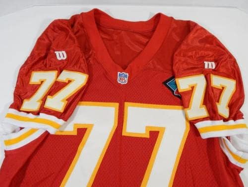 1994 Kansas City Chiefs #77 Jogo emitiu Red Jersey 75th Patch DP17394 - Jerseys de Jerseys usados ​​da NFL não assinada