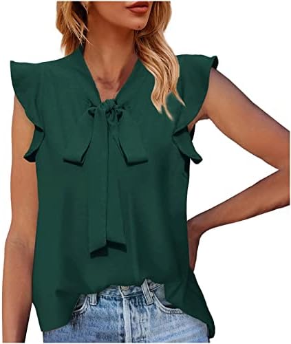 Lcepcy feminino amarra o pescoço blusas de moda de verão causal bosfos sólidos tampos sem mangas camisetas