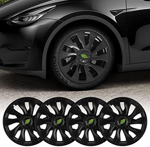 Para Tesla Modelo Y Capas de roda Hubcaps 19 '' 4pcs - se encaixa em 2019-2022 Modelo de 19 polegadas Modelo Y Substituição da tampa da roda, cada tampa do cubo com 2 PCs Center Caps, Matte Black
