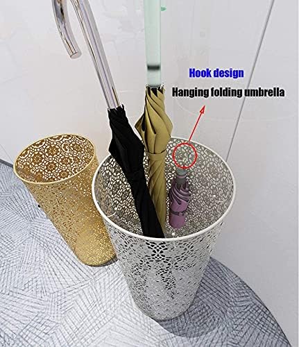Omoons Umbrella Stand, guarda -chuva Metal Hollowout com ganchos pode segurar guarda -chuvas, balde de guarda -chuva de grande capacidade para hotéis domésticos/branco/25x57cm