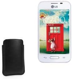 Caixa de ondas de caixa compatível com LG L40 - bolsa de couro genuíno, bolso leve de luxo de couro real fino para LG L40 - Nero Black