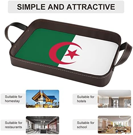 Bandeja de bandeja de couro de bandeira da Argélia com alças bandeja decorativa para sala de estar de cozinha em casa