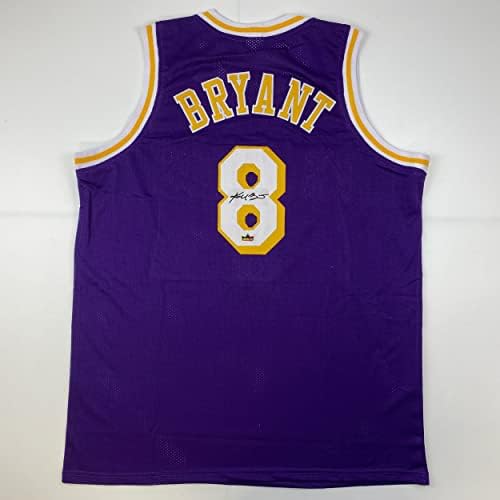 Fac -símile autografou Kobe Bryant 8 Los Angeles La Purple Reimpressão Laser Auto Basketball Jersey Size