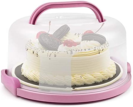 Portador de bolo de plástico ZooFen com alça de 10 polegada de bolo de bolo com tampa de recipiente