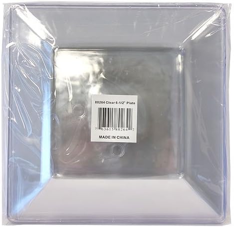 Hanna K. Coleção de assinatura 10 contagem de placa de plástico quadrado, 6-1/2 polegadas, transparente