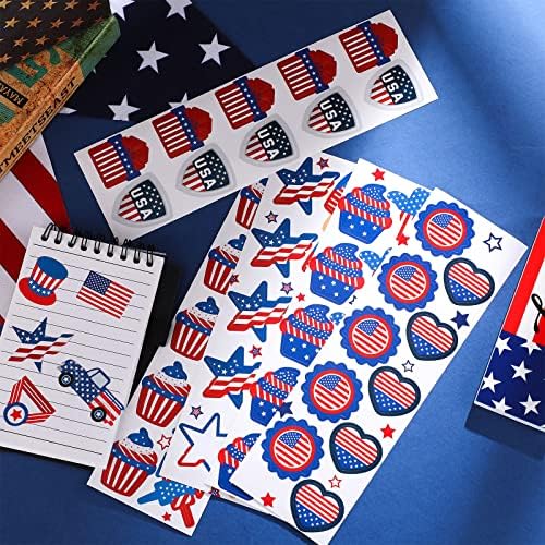 1240 PCs adesivos patrióticos para crianças adesivos variados adesivos de bandeira americana
