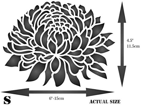 Estêncil de crisântemo, 6 x 4,5 polegadas - Estêncil de parede de Flora de Flora Grande para Modelo de Pintura
