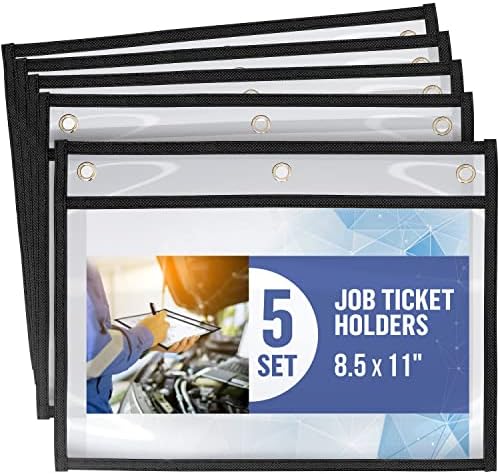 5 Pacote de bilhetes de trabalho 8 1/2 x 11 horizontal - ordem de serviço mangas plásticas para documentos