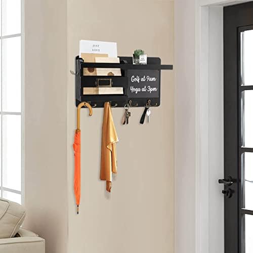 Ganchos de chave Kanmart para a parede decorativa: cabide retrô com 4 suportes de chave, organizador de correio com slot para correio, ganchos laterais, quadro -negro magnético e marcador