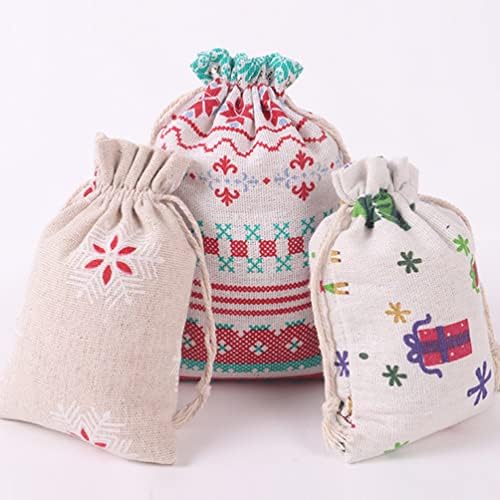 Toyvian Nativity Decor 16pcs Sacos de cordão de linho Sacos de flocos de neve sacos recicláveis ​​sacos