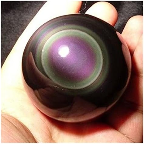 Rainbow Black Obsidian Flash Light Crystal Sphere Cura Ball Display Baoding Ball Antiques Exorcize Mal Spirits