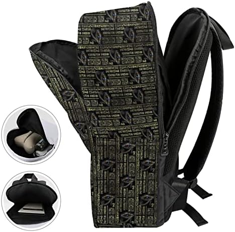 Hieróglifos egípcios viajam de mochila impressa Padrão Daypack Sacos de ombros casuais com compartimentos