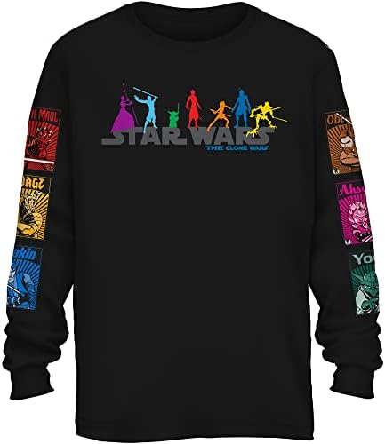 Star Wars Clone Wars Darth Maul Ahsoka Obi-Wan Yoda Anakin Logotipo Camiseta de manga longa