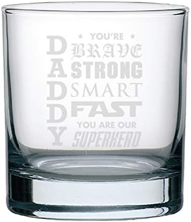 Veracco Papai, você é corajoso inteligente forte Fast Fast Superhero Glass Glass Funny Birthday