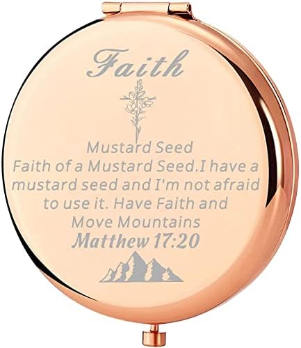Ujims Faith Mustard Seed Gift Christian Cross Compact Travel espelho Presente religiosa Fé Inspirational Gifts