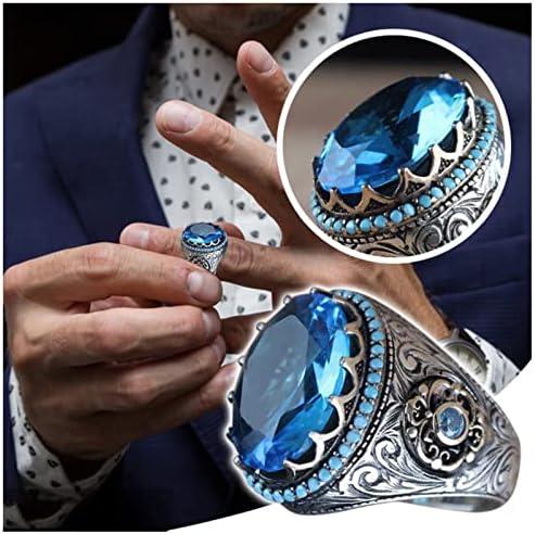 Anéis de dedo completo para mulheres anel redondo anel grande anel de diamante de diamante anel de pedras preciosas anel de presente anel de presente vintage Saphire Shaphire Ring Big Blue Rings Ring Ring