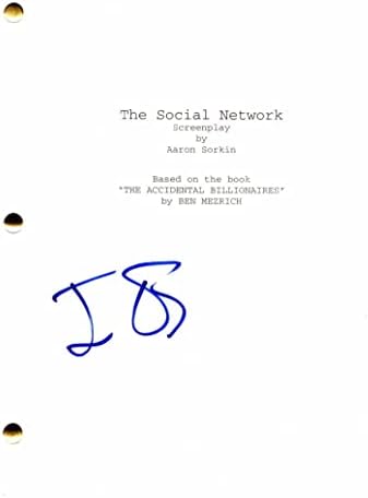 Jesse Eisenberg assinou autógrafo o script de filme completo da rede social - raro
