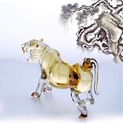 Decanter de uísque em forma de tigre, garrafa de vidro espumante de 500/1000 ml, tigre transparente em forma