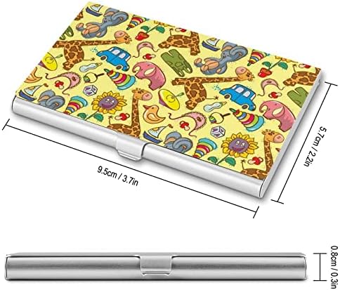Giraffe Toys de elefante Carteira de cartão de visita para homens e mulheres Metal Metal Slim Nome Card Case 3.7x2.2x0,3 polegadas