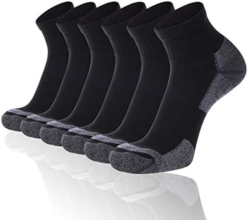 Flyrun Men's Athletic tornozelo meias homens homens conforto almofada umidade wicking trabalho de trabalho 6 pacote