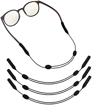 Porta de cinta de copos Hyshina, cordão de retenção de óculos com fio, cadeia de óculos de conforto elástico de silicone macio ajustável, para óculos de sol de óculos de sol espetáculos, 14 3 pares