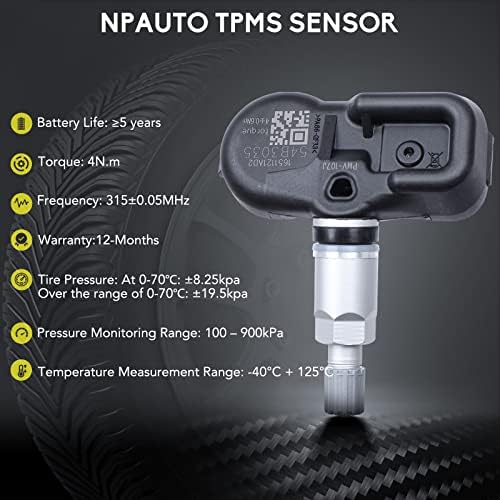 42607-33021 Sensores TPMs se encaixam para Toyota Lexus Scion Pontiac, Prius 4Runner RAV4 Corolla Camry Tacoma Yaris Vibe-Sensor de monitoramento de pressão dos pneus de 4 pacote Substituir# 42607-06011, PMV-107J, 315MHz
